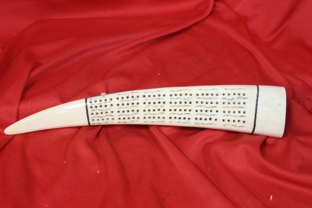 An Antique Cribbage Board Scrimshaw