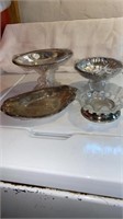 4 Silverplate candy dishes