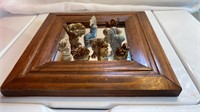 Red Rose tea  animal figurines on wood framed