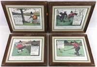 (4)pc Vtg. Charles Crombie Perrier Golf Prints