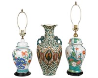 Satsuma Vase and Two Ginger Jars