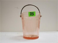 Pink depression glass ice bucket