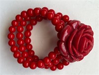 Red Rose Bead Bracelet
