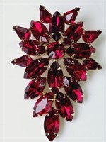 Vintage Tammy Jewels Ruby Red Rhinestone Brooch