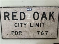 RED OAK CITY LIMIT SIGN, PARTICLE BOARD