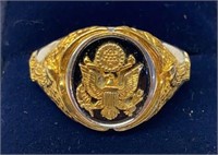 OF) US ARMY RING WITH NICE CASE & BOX, SIZE 16?