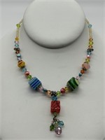 Vintage Millefiori, Art Glass & Pearl Necklace