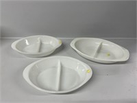 Glasbake and Pyrex divided serving dishes