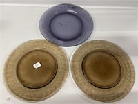 Corelle ware Amethyst plate (1) and (2) Brown
