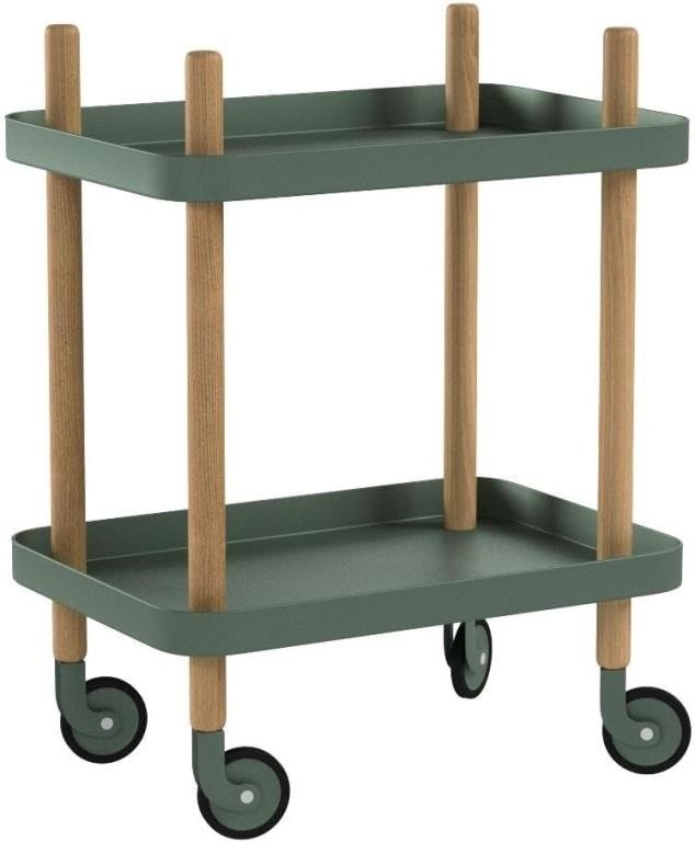 Clothink 2-Tier SideTable Rolling Cart, Army Green