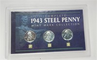 1943 P, D,S Steel Pennies