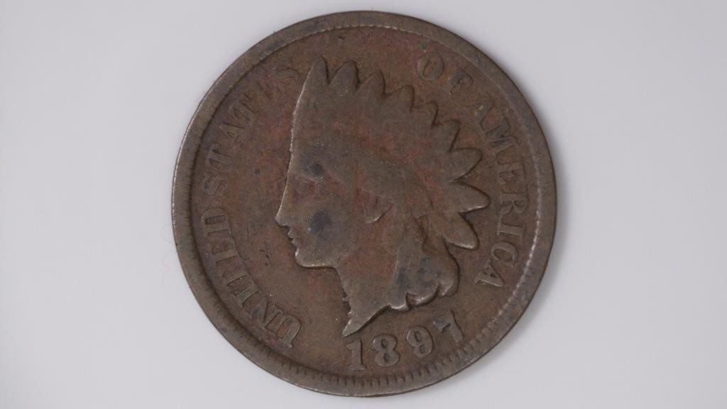 1897 Indian Head Cent 1 in the Neck
