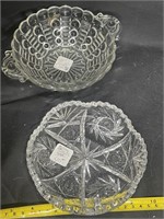 Two (2) Vintage Cut Glass & Molded Snack Bowls
