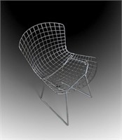 KNOLL BERTOIA STYLE CHROME WIRE CHAIR FRAME