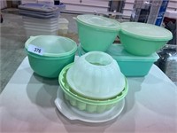 Green Tupperware + Jello Molds