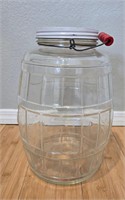 Vintage Large Glass Barrel Pickle Jar