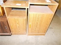 (2) Oak Table Stands w/Lower Storage