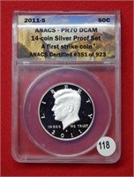 2011 S Kennedy Silver Half Dollar ANACS PR70 DCAM