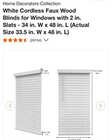 White Cordless Faux Wood Blinds