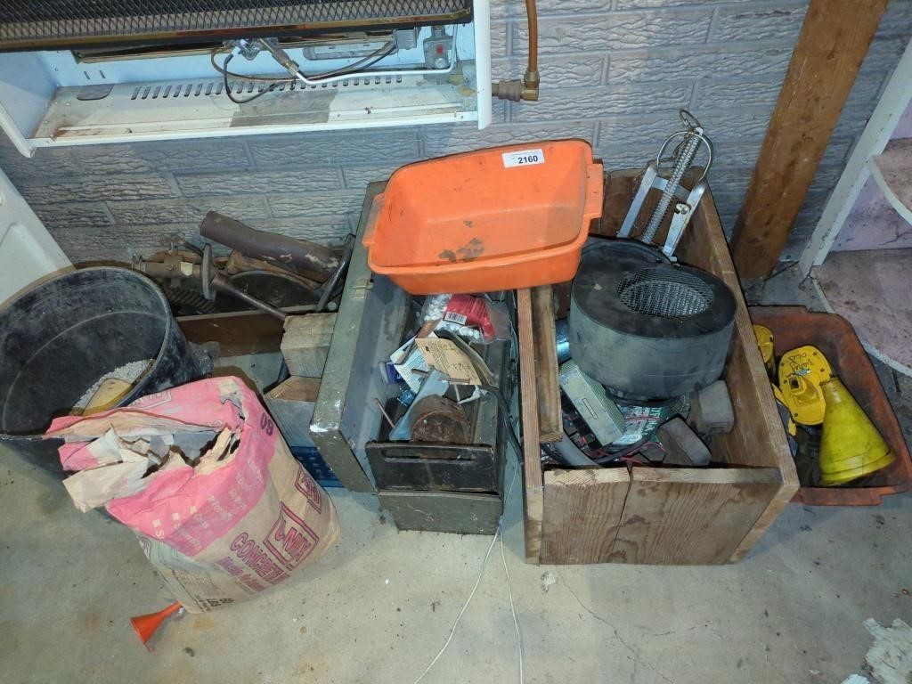 Lot of miscellaneous parts tools concrete mix,