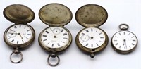 A collection of antique silver fob watches