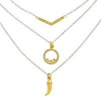 14K Gold Vermeil White Topaz Three-Layer Necklace