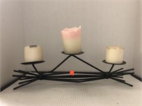 Decorative Metal Candle Holder with 3 Candles