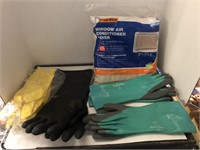 Lot of Rubber Gloves, Gardening Gloves, & Air