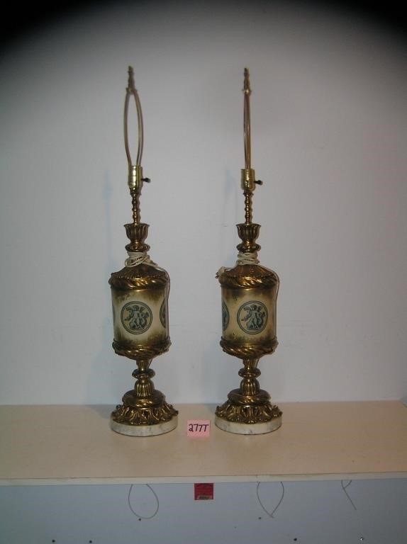 Pair of great early antique table lamps