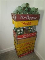 Stack Lot Vintage Pop Bottles and Crates