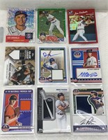 9x High end baseball cards autographs and patches