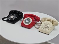 3 Rotary Dial Table Top Telephones