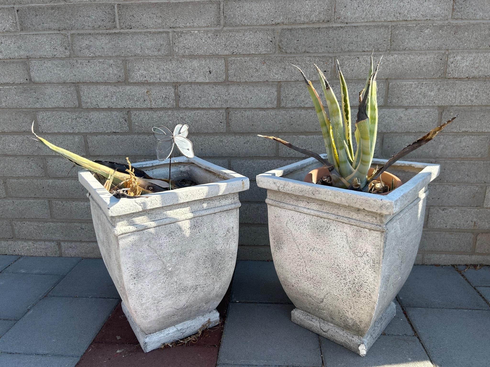 2 Resin Planters One w Aloe
