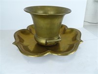 Vintage Brass Vase and Tray