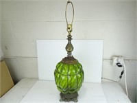Vintage Green Glass Lamp - 34" High