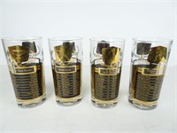 4 Vintage Sports Records Drinking Glasses