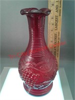 Imperial Glass red vase 6" - grape pattern