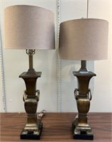 Pair of Hollywood Regency Brass Table Lamps
