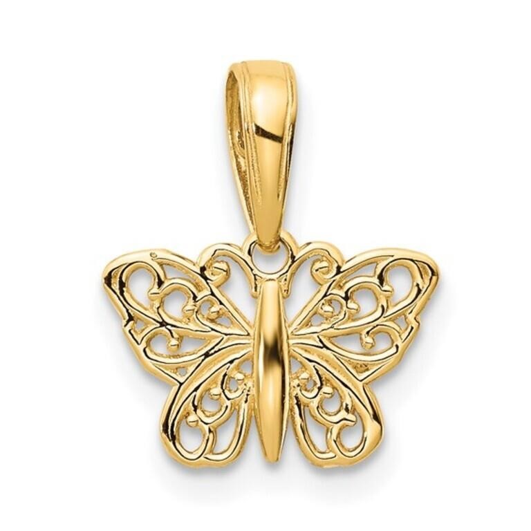 14k Polished Filigree Butterfly Charm