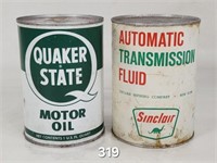 Quaker State Tin & Sinclair Paper Oil Can