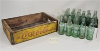Coca-Cola Wood Pop Crate & Bottles