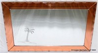 Scarce Art Deco Copper & Etched Palm Tree Mirror