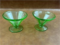 Vintage Fostoria Vaseline Glass Ice Cream Cups