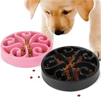 JASGOOD Slow Feeder Dog Bowl  B-Black+Pink
