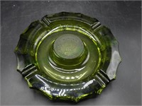 VTG Olive Green Coin Glass 1887 Eagle ashtray