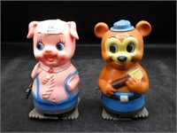 Vintage Wind Up Pig and Bear Hong Kong