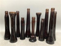 Vintage Uniquely Shaped Brown Glass Bottles