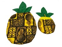 2 vintage tiki pineapple hand sewn trivet & pot