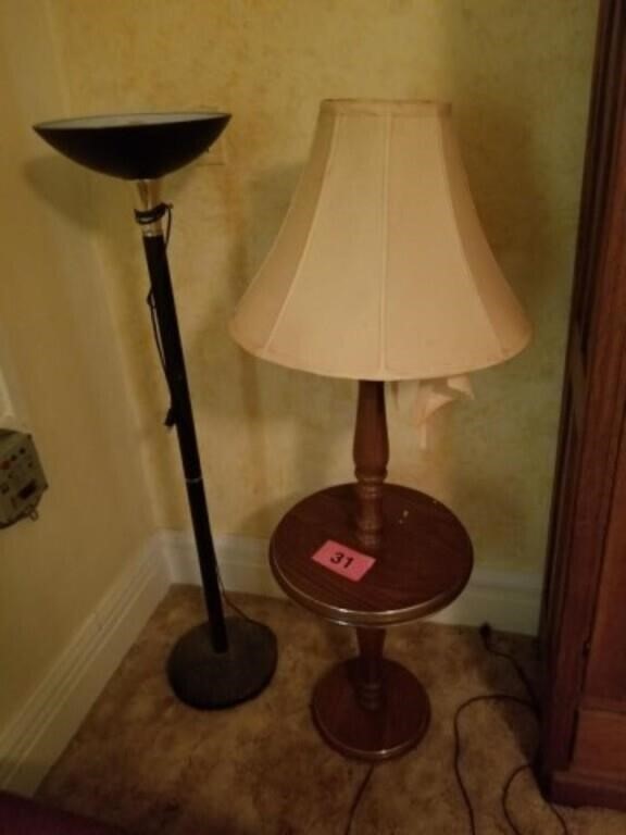 Wooden Floor Lamp With Table & Floor Lamp