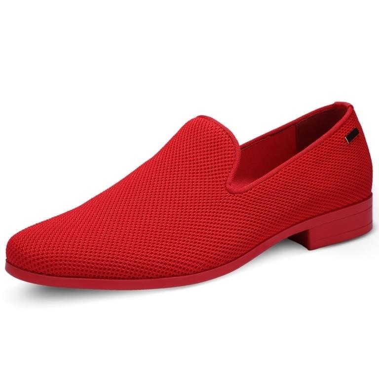 P4262  Jeko Mens Loafers Dress Shoes Red Size 10